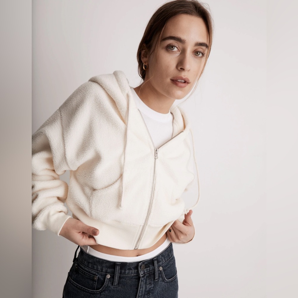 MWL Sherpa Zip-Front Drawstring Hoodie Sweatshirt